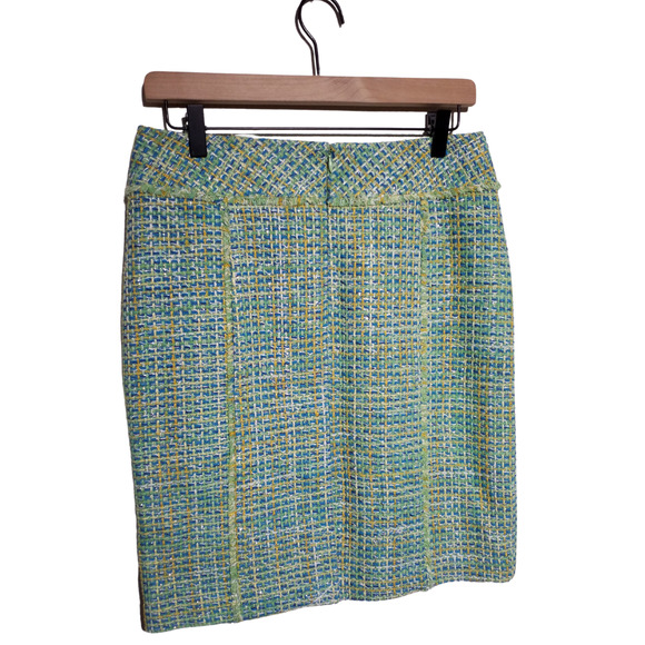 J. McLaughlin Highland Tweed Green Silk Blend Pencil Skirt Size 4 NWT - Picture 3 of 7